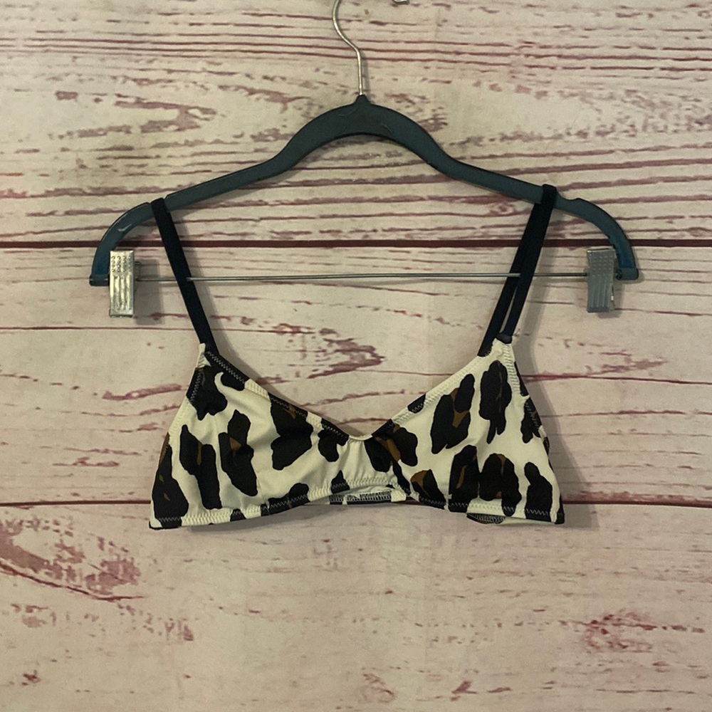Solid & Striped cow print bikini top